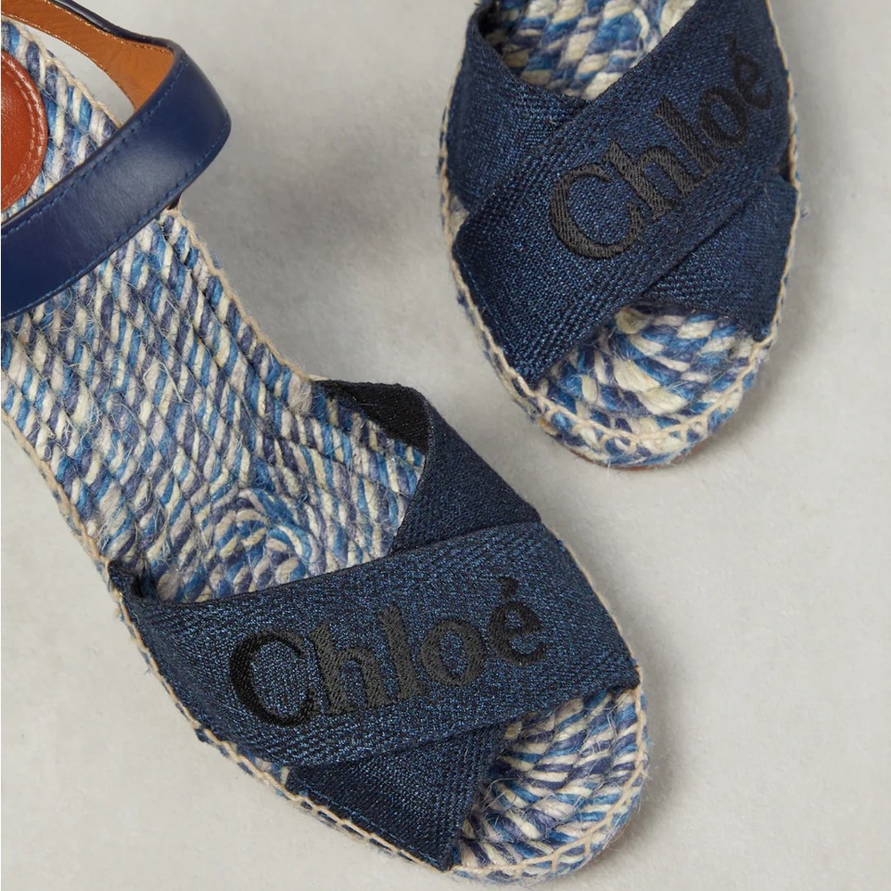 CHLOE WEDGES PIIA DENIM ESPADRILLE